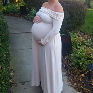 Maternity photo shoot dress, ivory, size L
